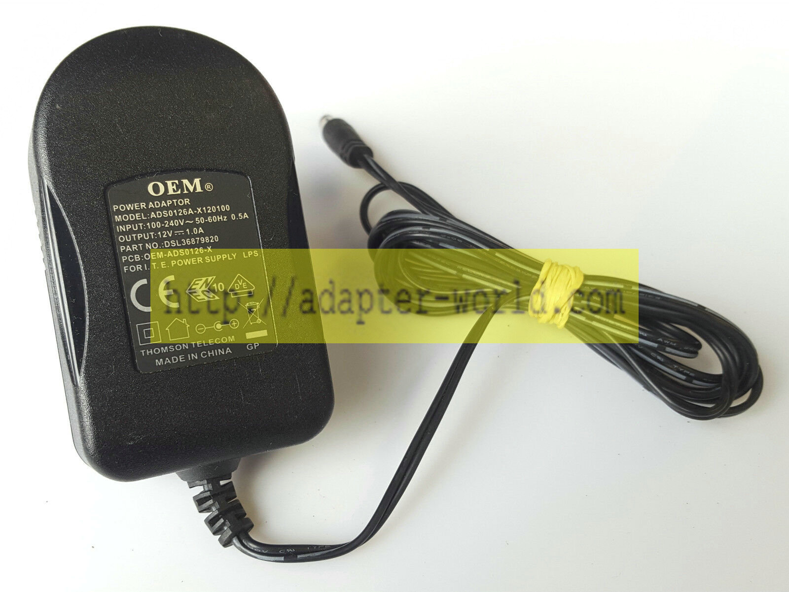 *Brand NEW*OEM THOMSON TELECOM ADS0126A-X120100 DSL36879820 12V 1A AC/DC ADAPTER POWER SUPPLY